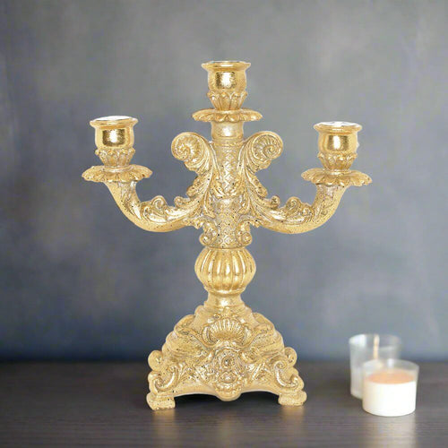 Neoclassical Gold Resin Taper Candlestick