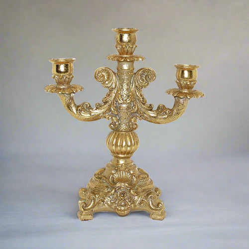 Neoclassical Gold Resin Taper Candlestick