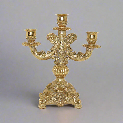 Neoclassical Gold Resin Taper Candlestick