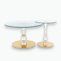 Acrylic Nesting Coffee Tables Set - Gold Base