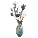 Oceanic Teal Marbled Ceramic Flared Vase