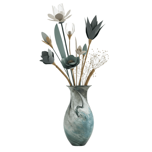 Oceanic Teal Marbled Ceramic Flared Vase