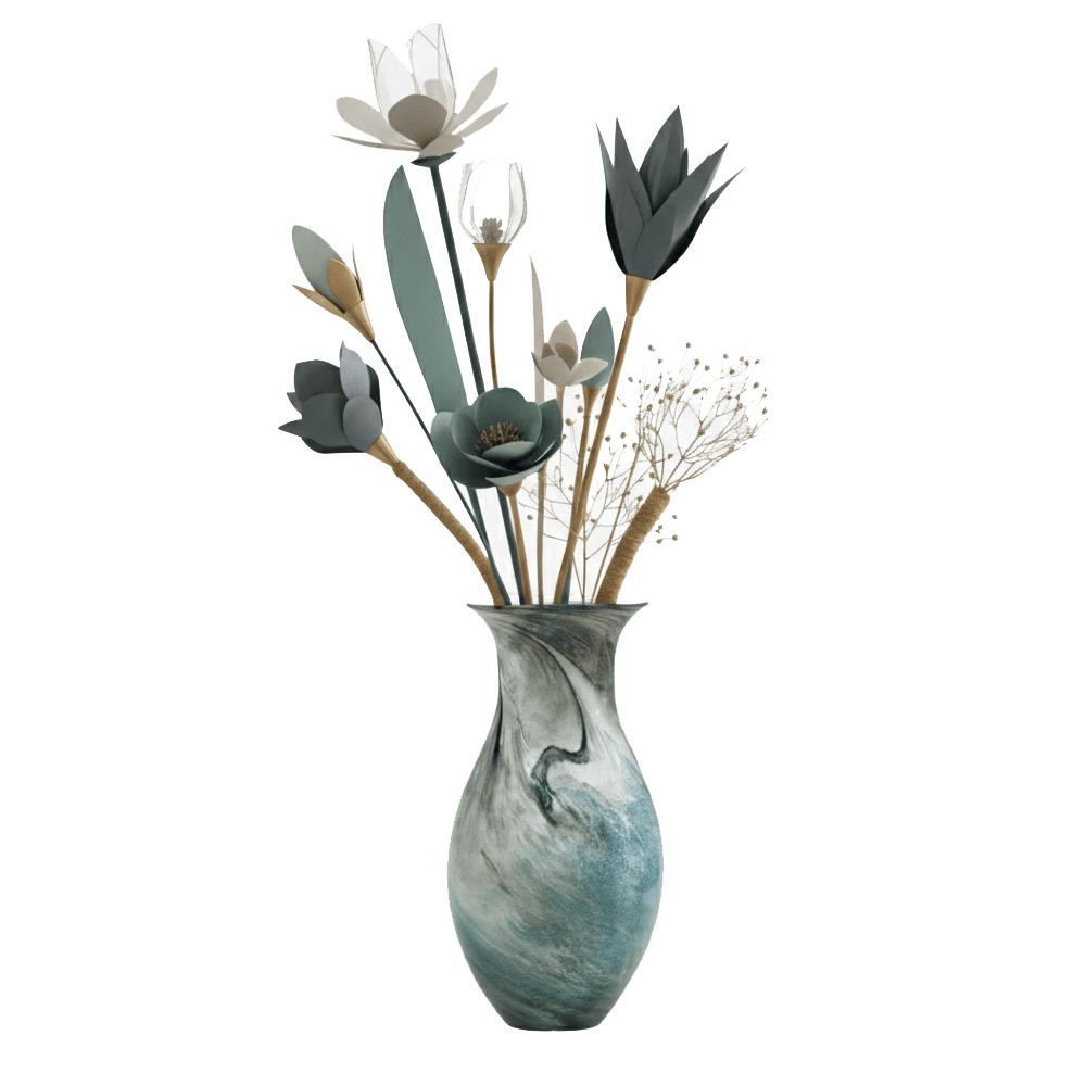 Oceanic Teal Marbled Ceramic Flared Vase