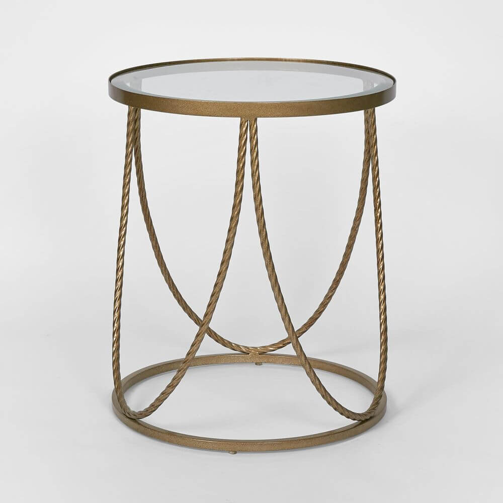 Palais Round Side Table Gold Finish Hollywood Style