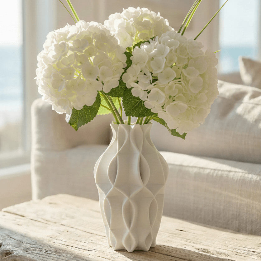 Matte White Geometric Origami Ceramic Vase - 32cm