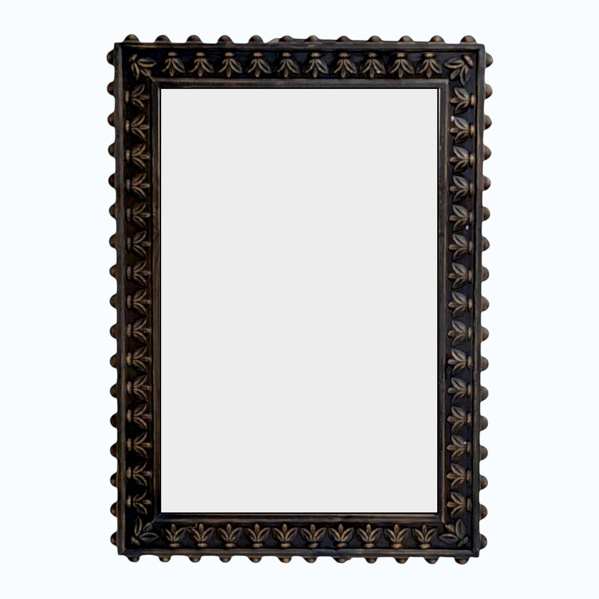 Carved Leaf Wooden Wall Mirror