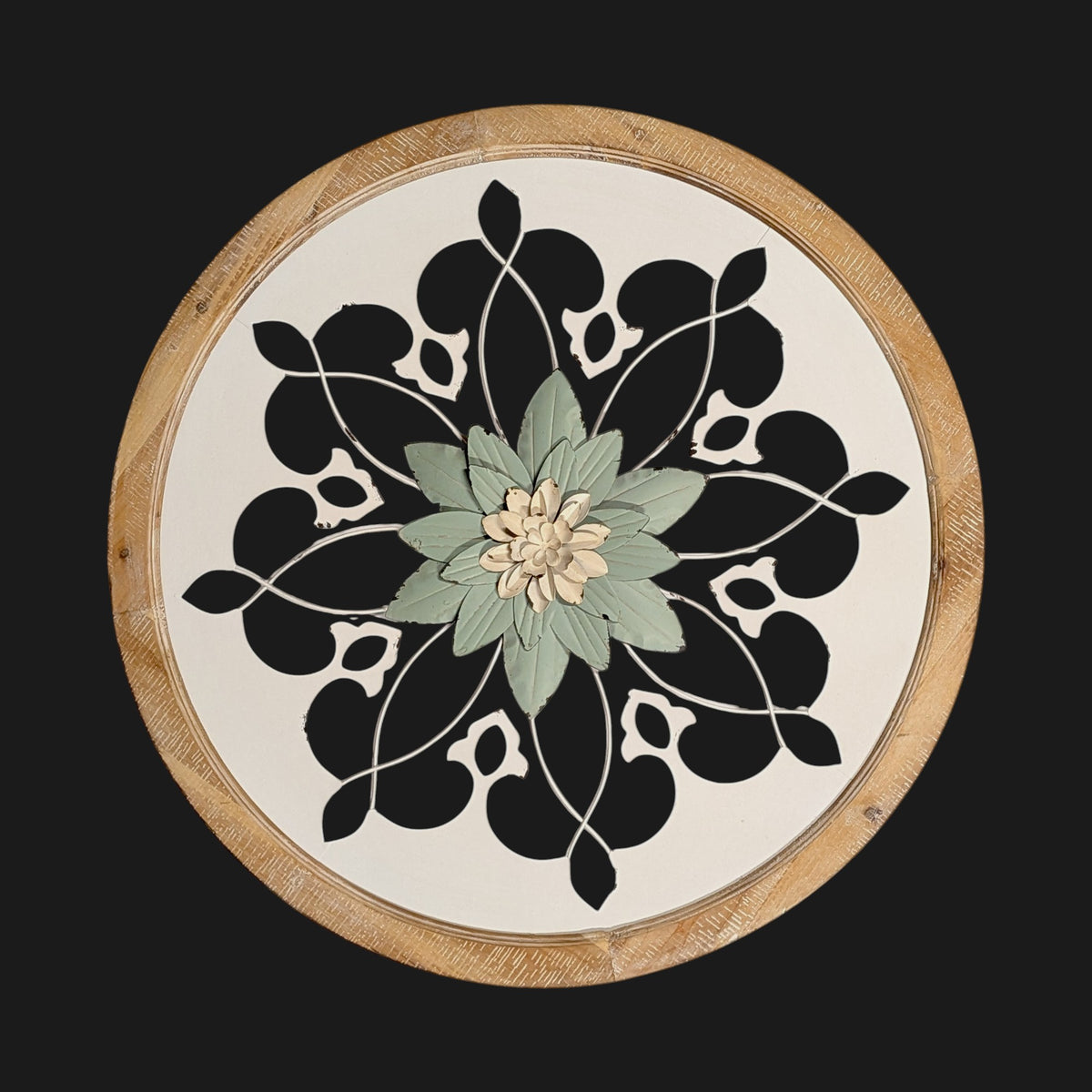 Carved Wood Round Wall Art Frame 70cm
