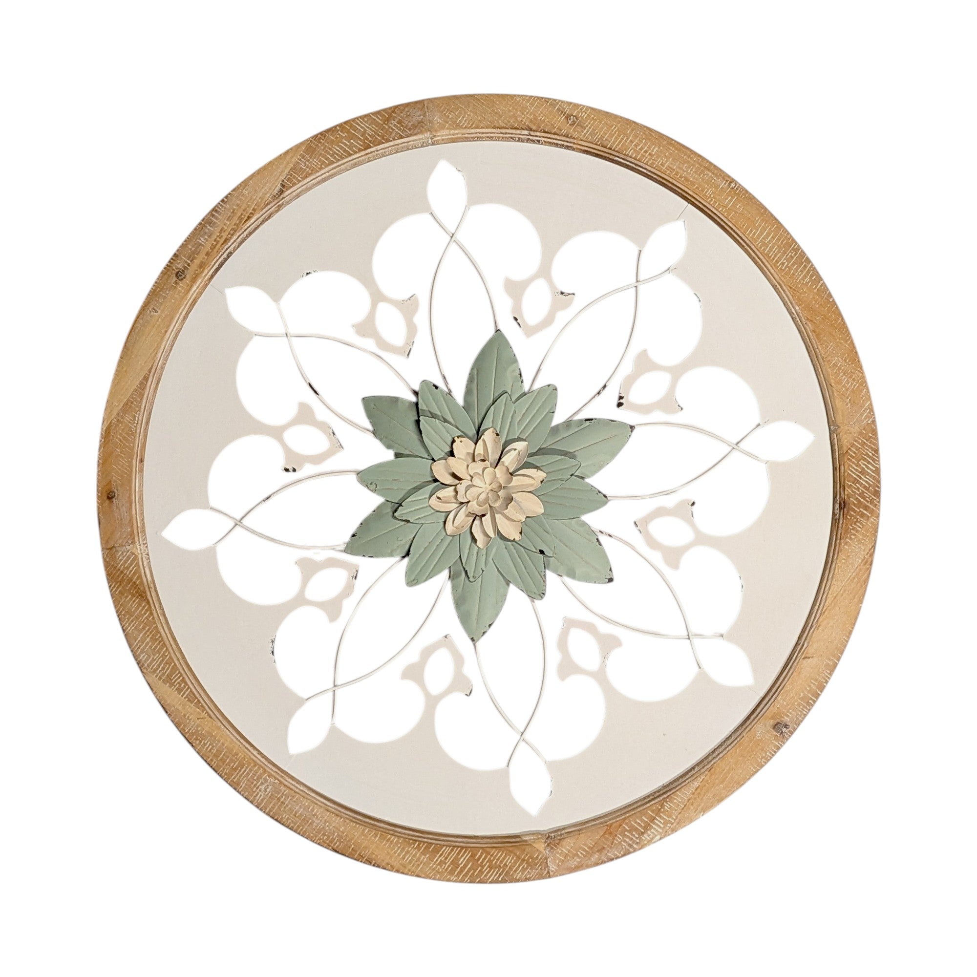 Carved Wood Round Wall Art Frame 70cm