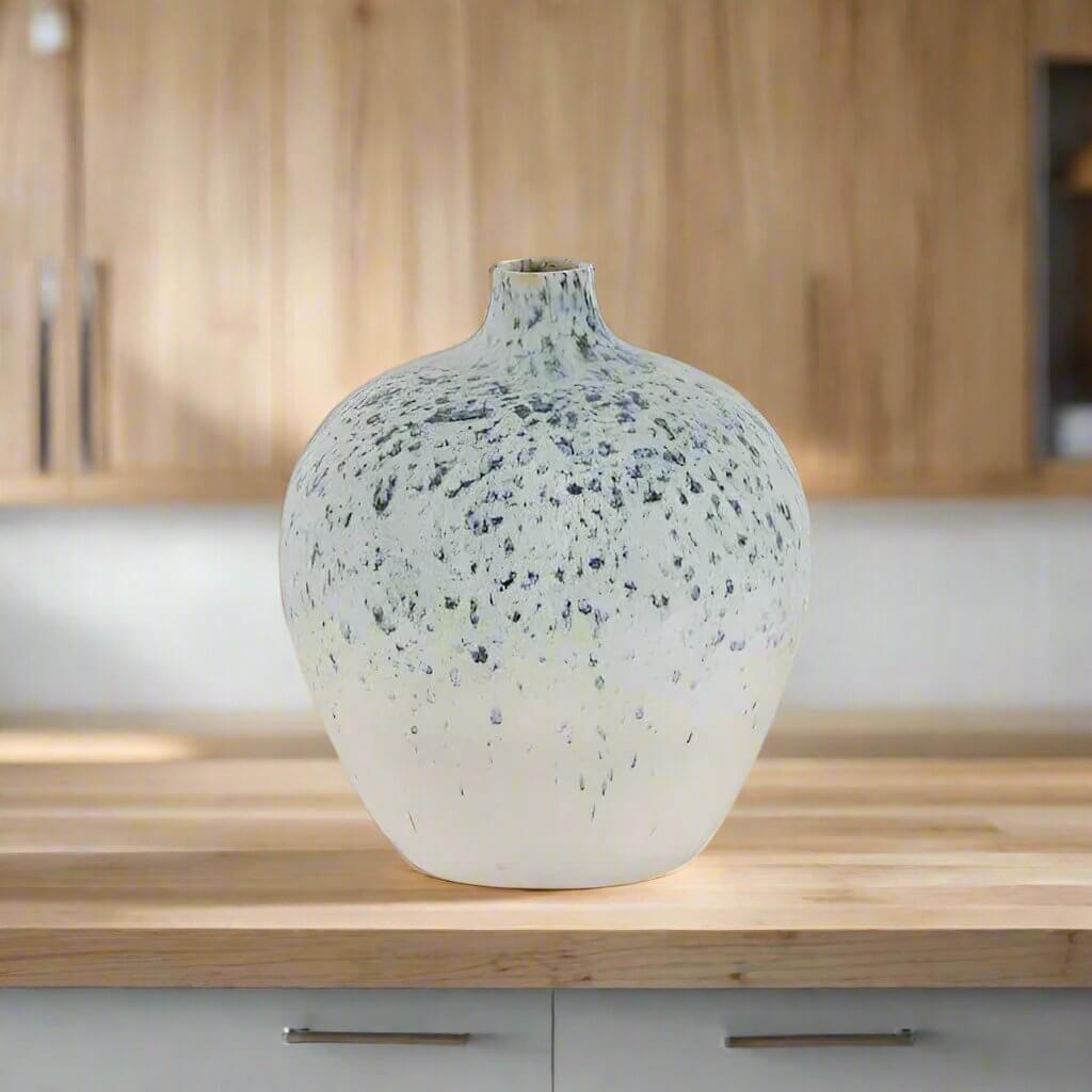 Blue Speckled Ceramic Bud Vase