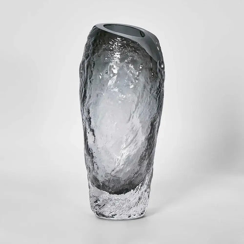 Rook Modern Art Deco Smoke Grey Glass Vase
