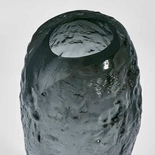 Rook Modern Art Deco Smoke Grey Glass Vase