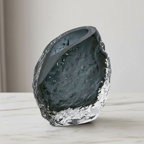 Rook Small Modern Art Deco Smoke Grey Vase
