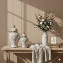 Royal Olive White Gold Ginger Jar Set