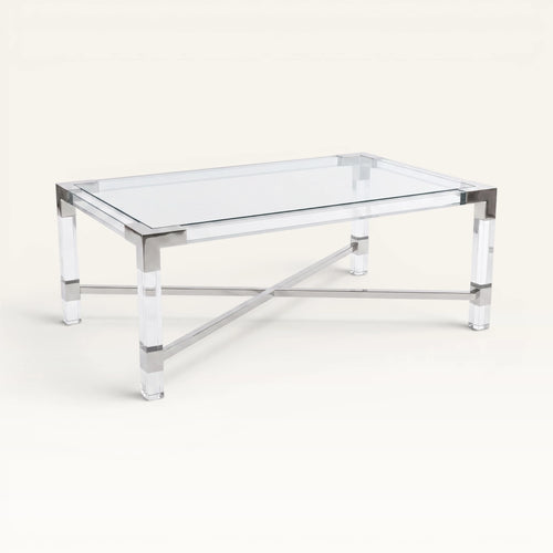 Minimalist Clear Acrylic Coffee Table - Chrome