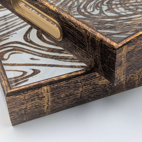 Spiral Pattern Timber Serving Tray Set