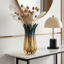 Striking Charcoal Yellow Art Glass Vase