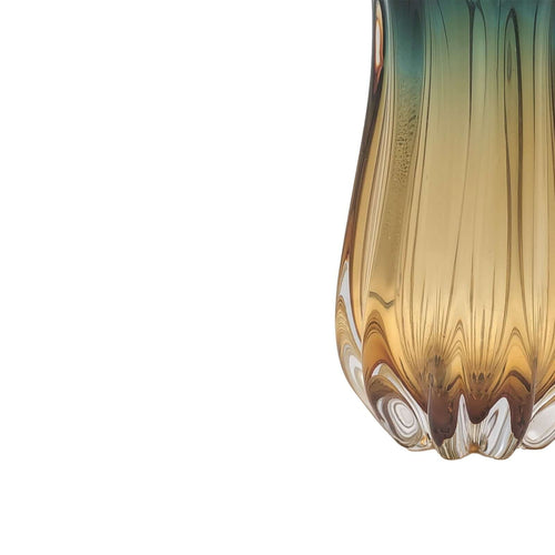Striking Charcoal Yellow Art Glass Vase
