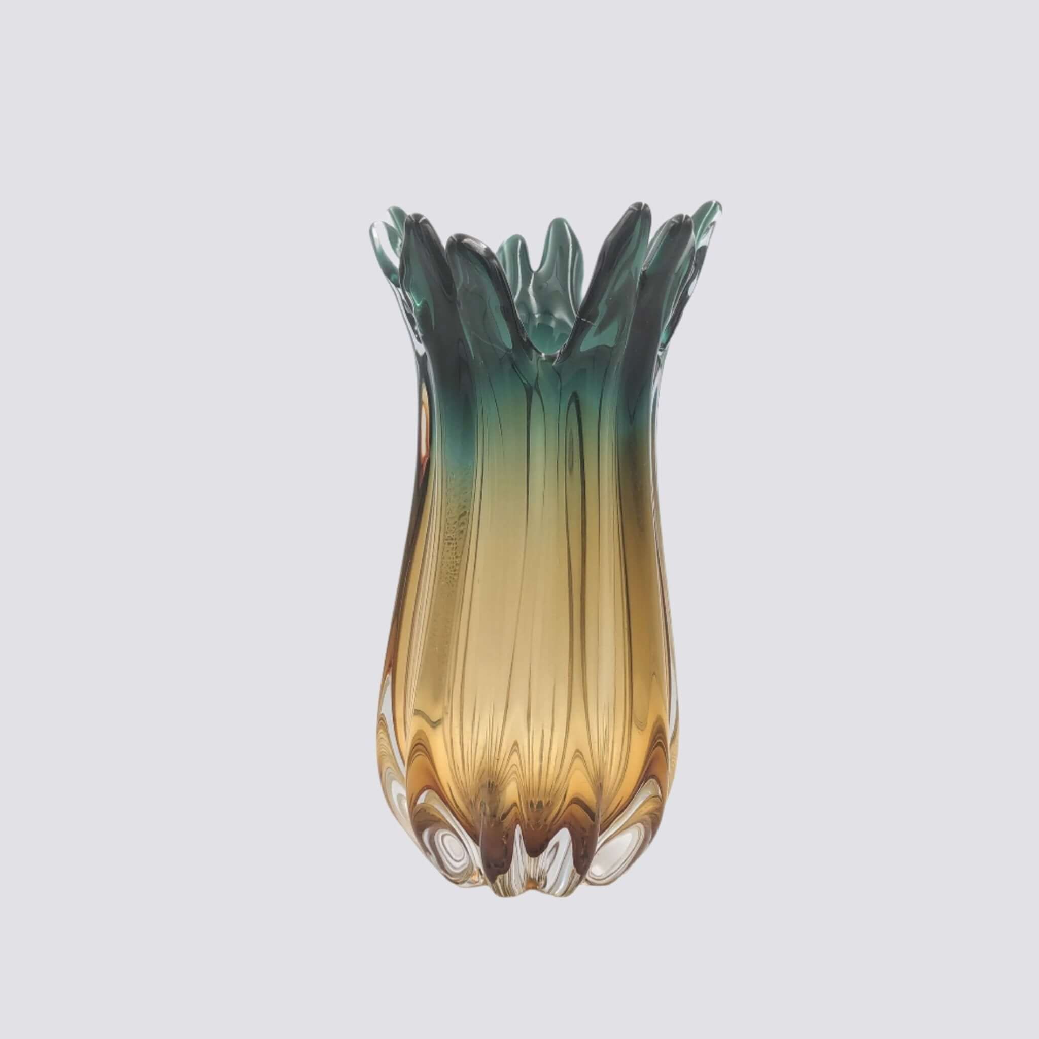 Striking Charcoal Yellow Art Glass Vase