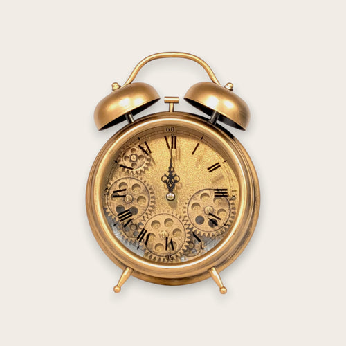 Newton Antique Copper Moving Gear Table Clock