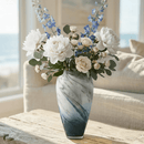 Tall Marble Glass Vase Green Blue Gold 38cm