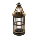 Tall Natural Wood Pillar Candle Lantern