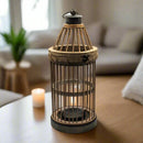 Tall Natural Wood Pillar Candle Lantern