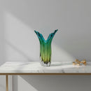 Tall V-Shape Coastal Art Glass Vase