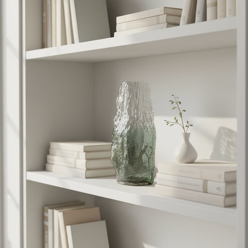 Textured Glacial Art Glass Vase Grey