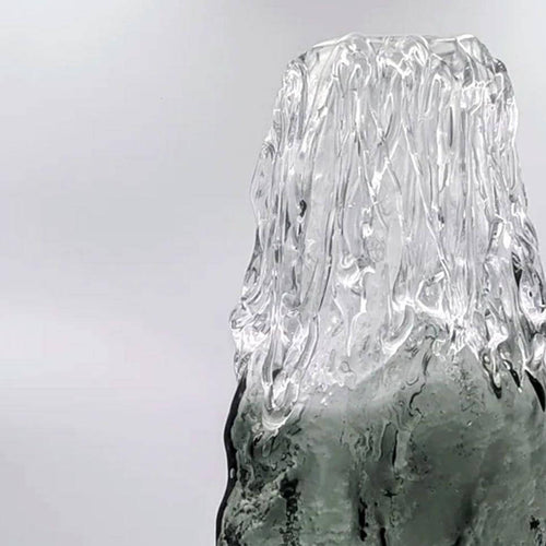 Textured Glacial Art Glass Vase Grey