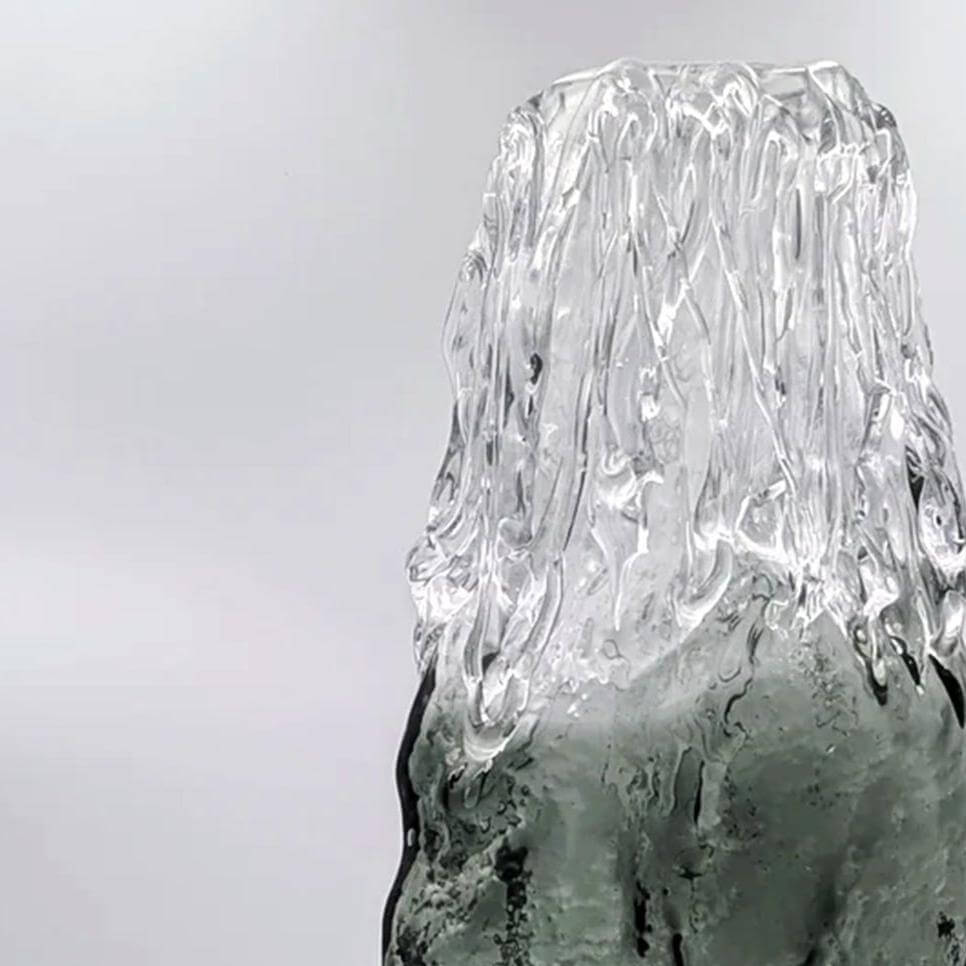 Textured Glacial Art Glass Vase Grey