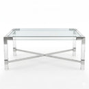 Minimalist Clear Acrylic Coffee Table - Chrome