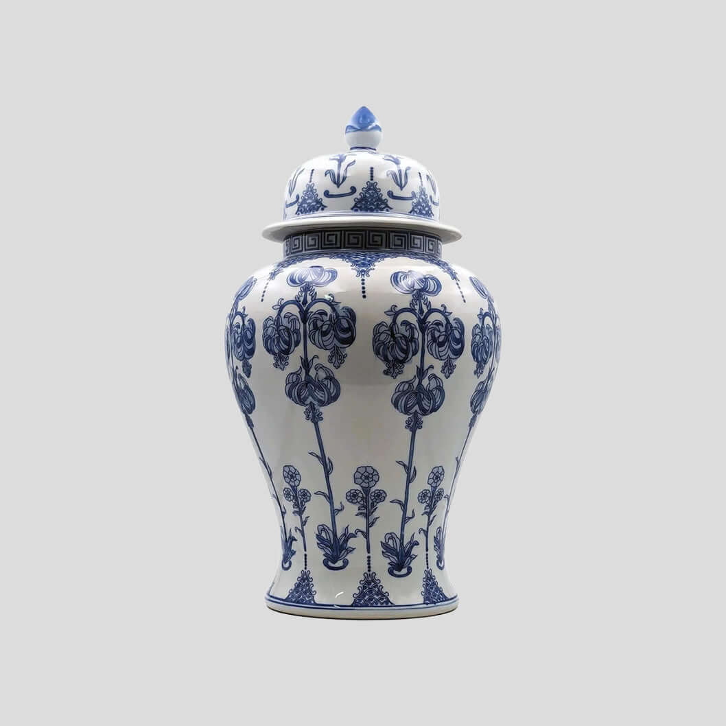 Classic Blue and White Ginger Jar - Floral