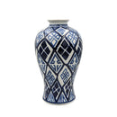 Valora Navy Blue Geometric Ceramic Vase