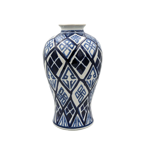 Valora Navy Blue Geometric Ceramic Vase