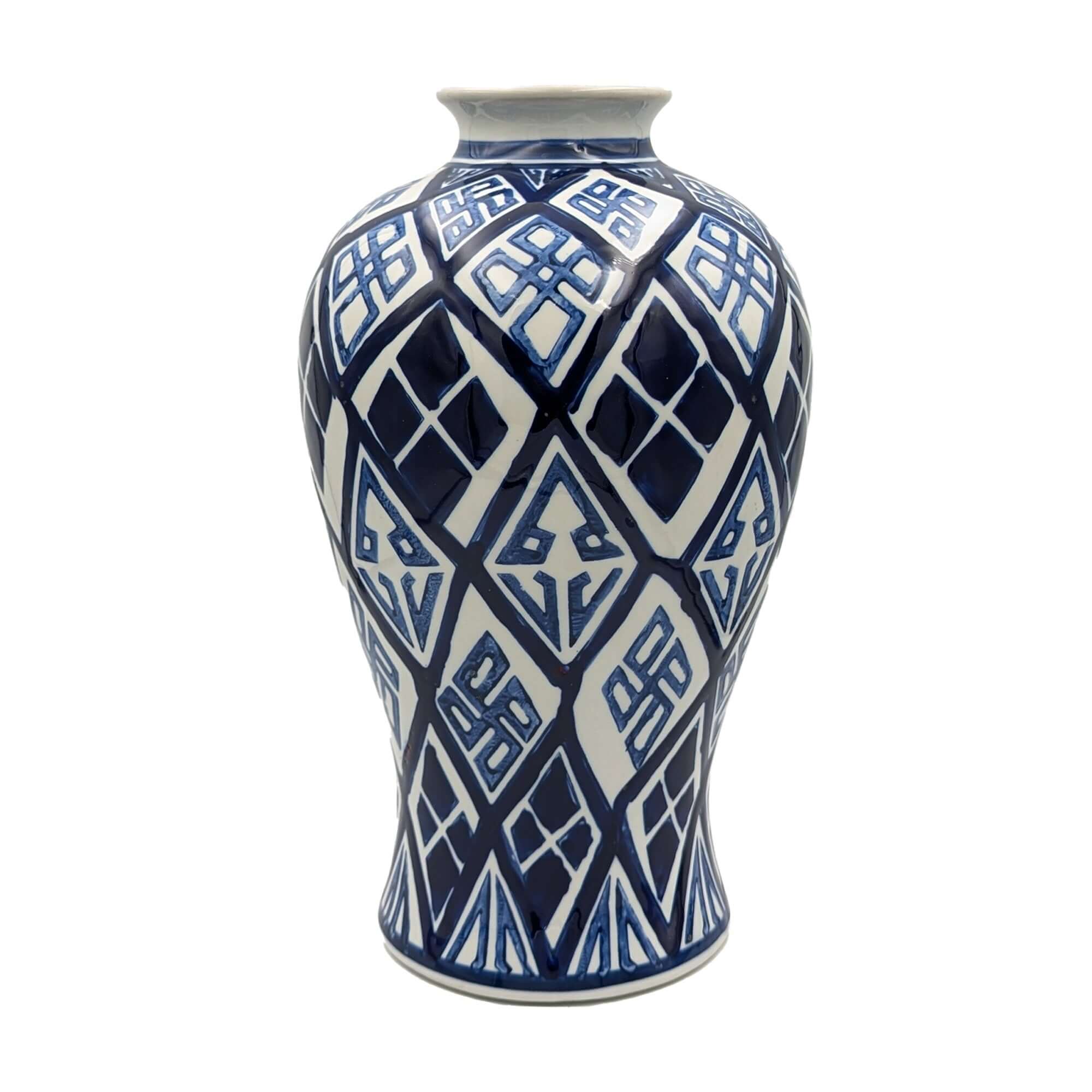 Valora Navy Blue Geometric Ceramic Vase