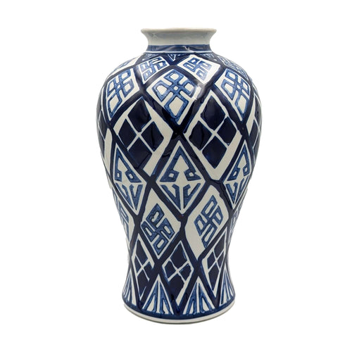 Valora Navy Blue Geometric Ceramic Vase