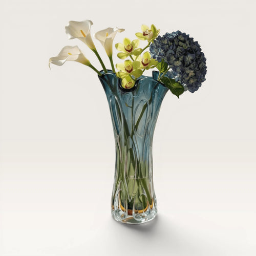 Oceanic Ombre Blown Glass Art Vase