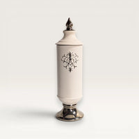 White and Silver Baroque Ceramic Temple Jar