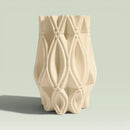 Off White Textured Geometric Ceramic Vase - 33cm