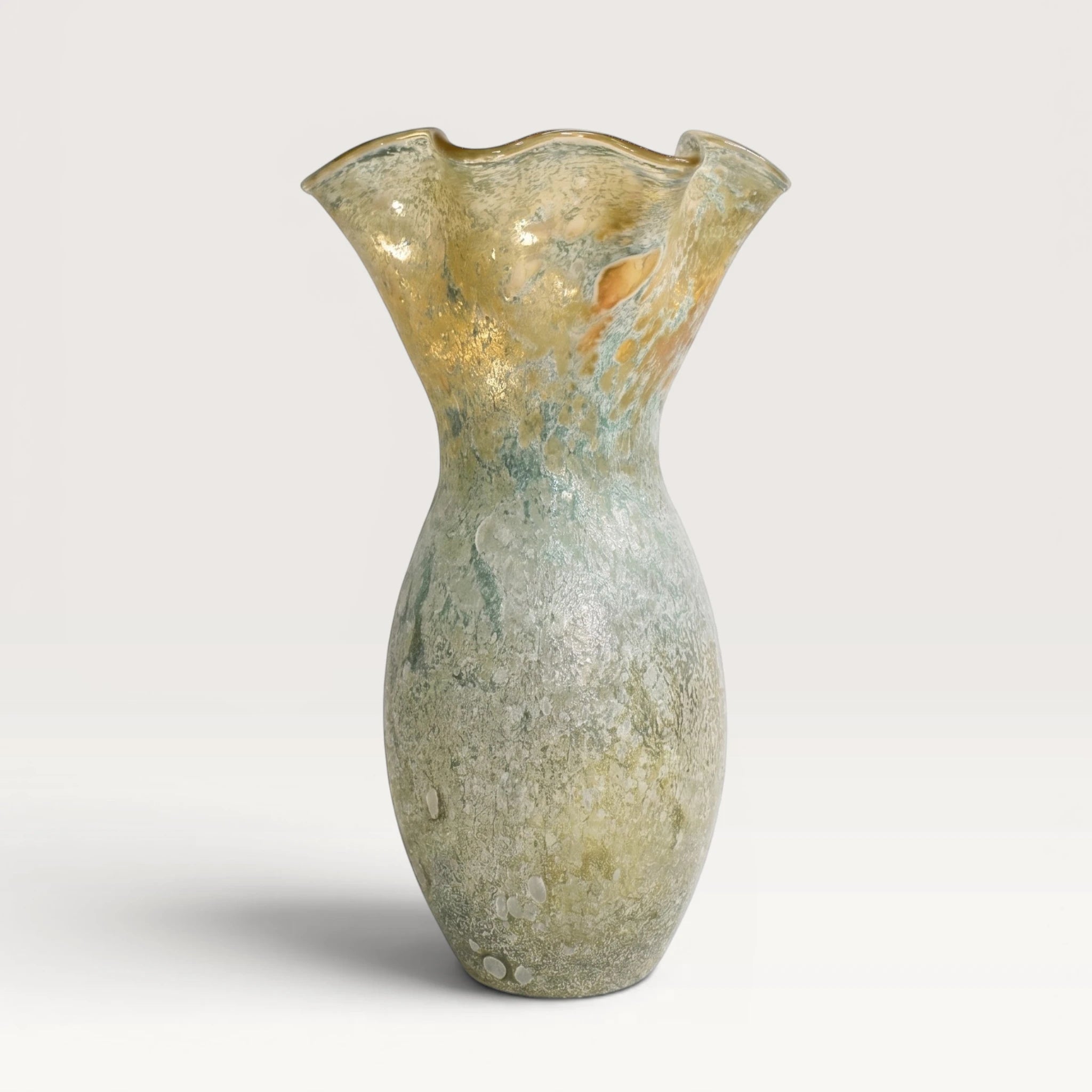 Murano Style Frosted Gold Glass Vase - 43cm
