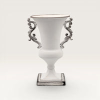 Brushed White Metal Trophy Urn Vase