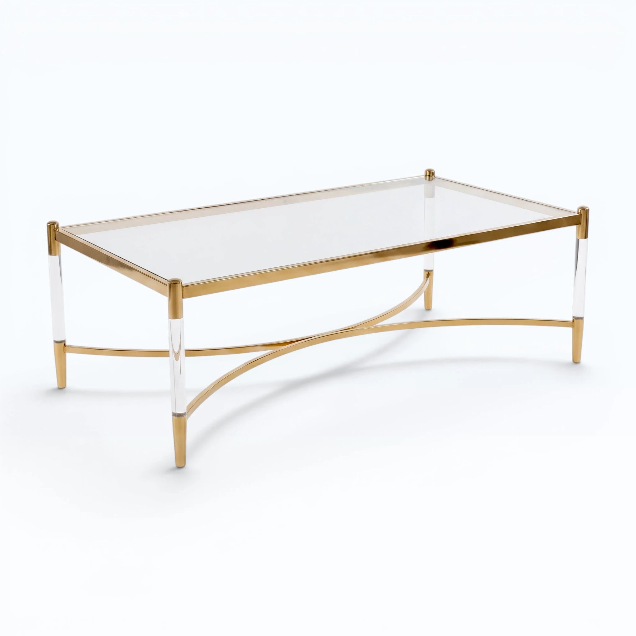 Glass Top Acrylic Coffee Table - Gold 140cm
