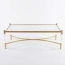 Glass Top Acrylic Coffee Table - Gold 140cm