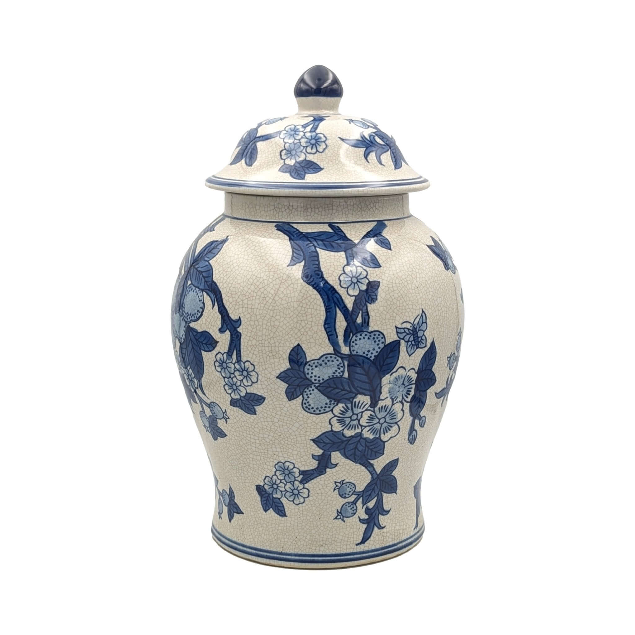 Vintage Blue White Blossom Motif Jar