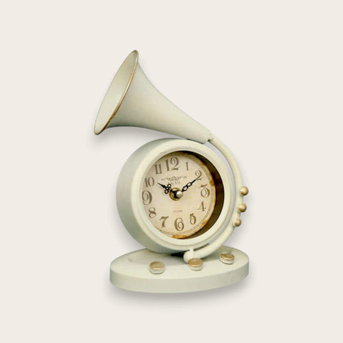 Vintage Cream Trumpet Table Clock - 24cm