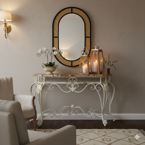 Vintage Wrought Iron Console Table - 138cm