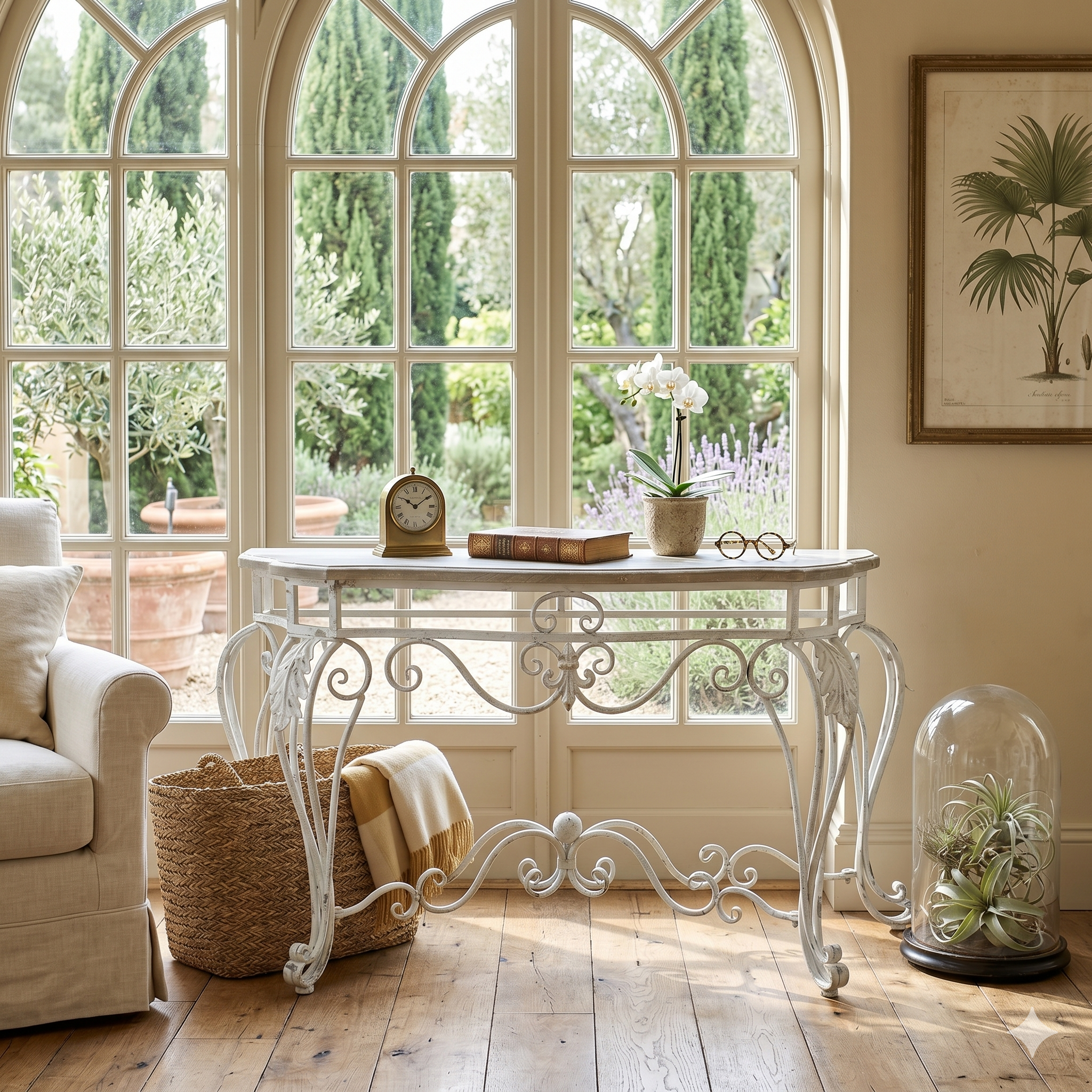 Vintage Wrought Iron Console Table - 138cm