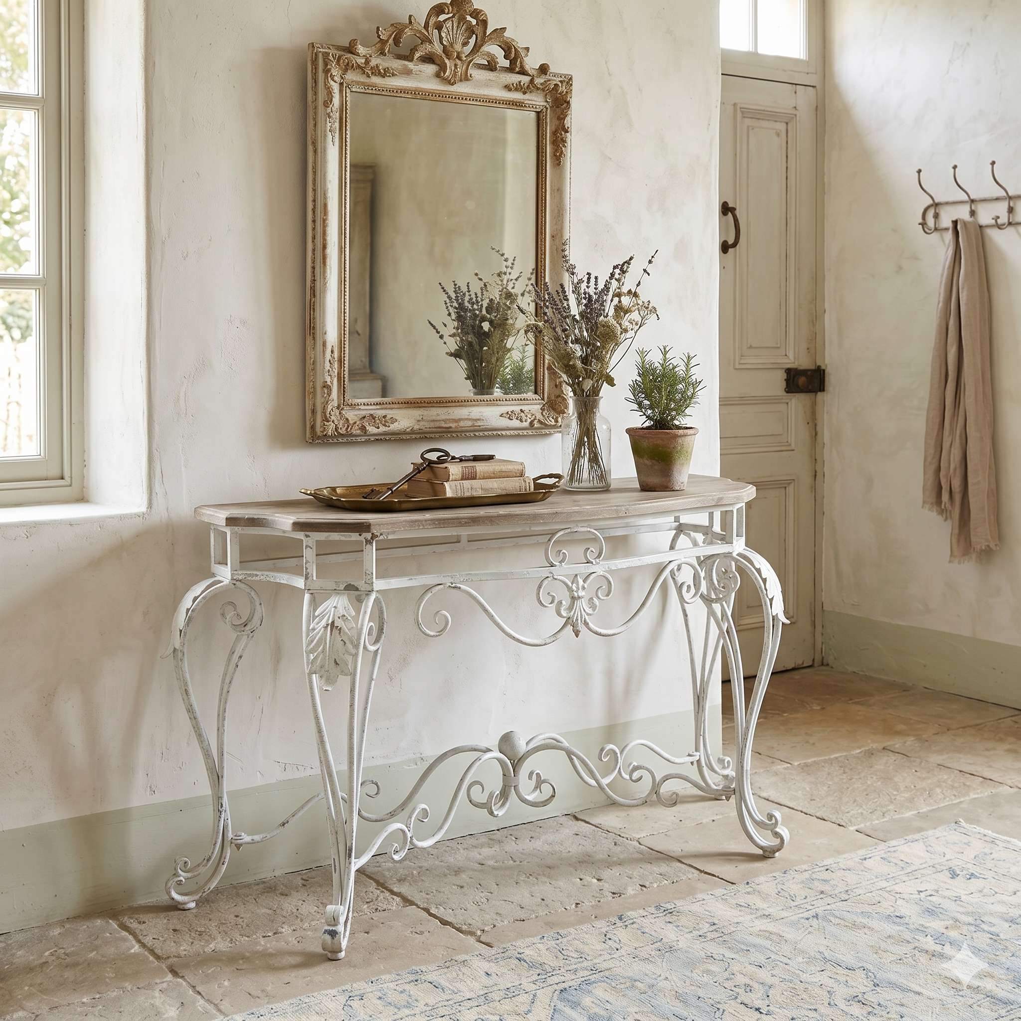 Vintage Wrought Iron Console Table - 138cm