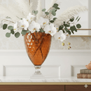 Vintage Style Amber Cut Glass Urn Vase