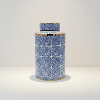Blue Mosaic Geometric Ceramic Ginger Jar